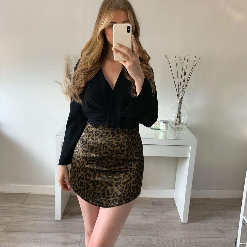 Zara | Satin Leopard Mini Skirt